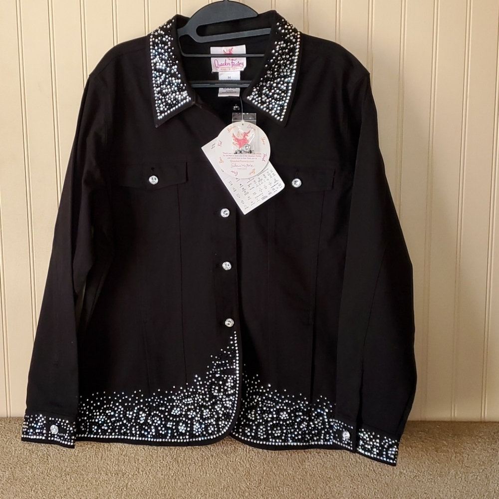 NWT Quacker Factory jacket medium black bling